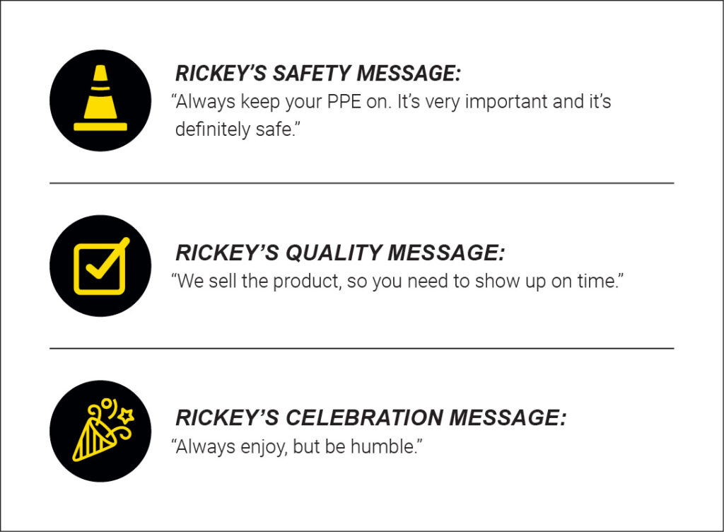 Rickey Goodwin's safety, quality, and celebration message