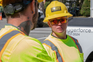 Two employees talking